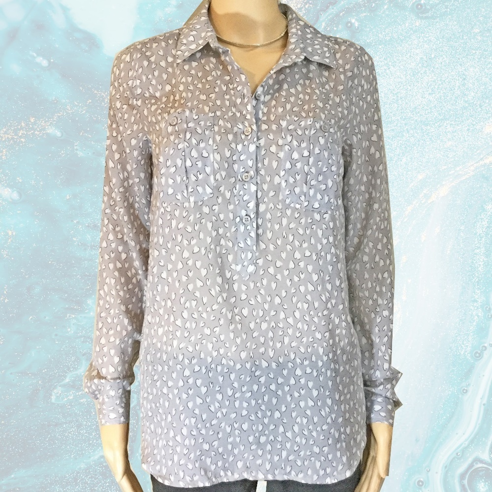 LOFT Heart Print Popover Top